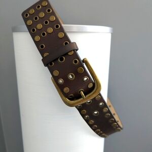 Unisex Bronze Studded Brown Belt